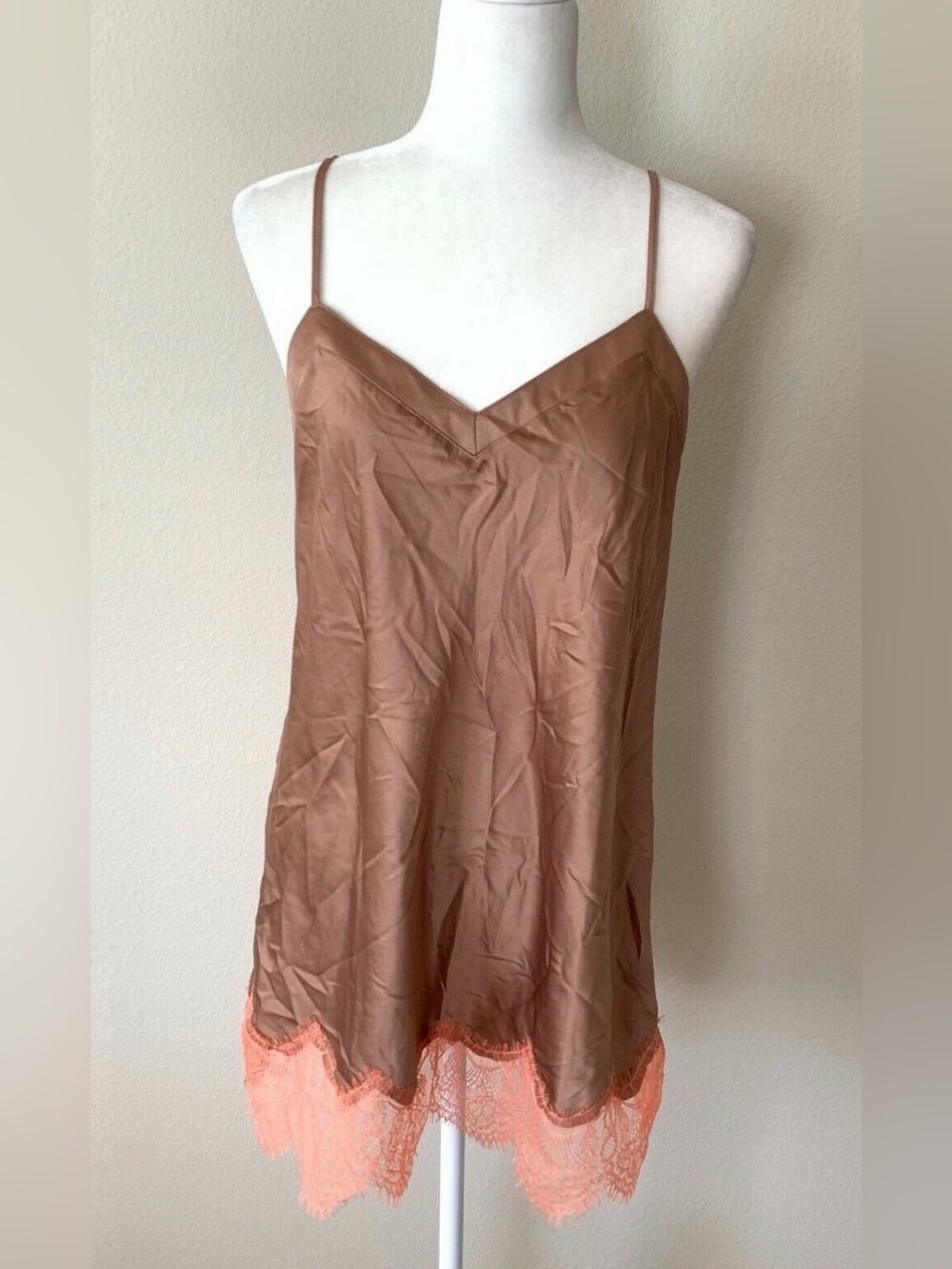 INC International Concepts lace-trim satin chemise or short nightgown women med